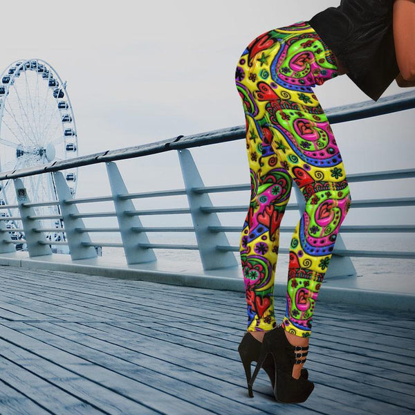 Fashionable Comfy Colorful Leggings- Hearts 3-KaboodleWorld