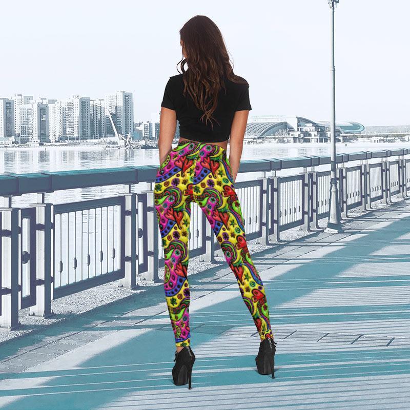 Fashionable Comfy Colorful Leggings- Hearts 3-KaboodleWorld