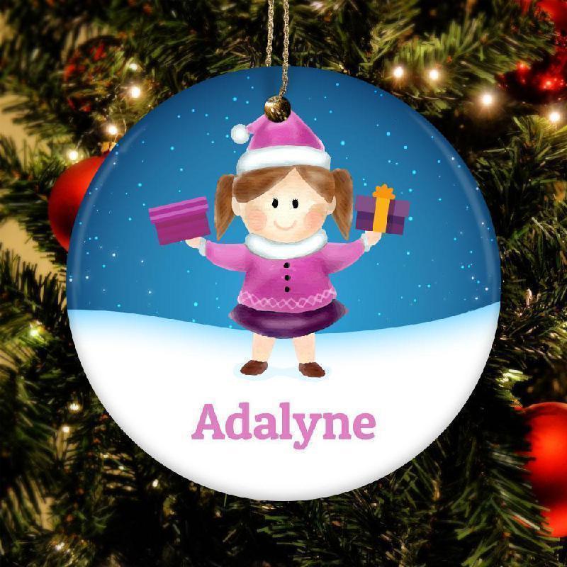 Girl Personalized Ceramic Christmas Ornament-KaboodleWorld