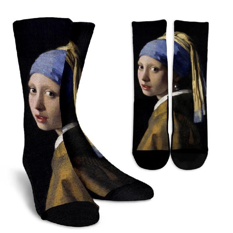 Girl with Pearl Earring Crew Socks-KaboodleWorld