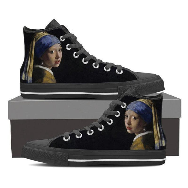 Girl with Pearl Earring High Top Men Shoes-KaboodleWorld