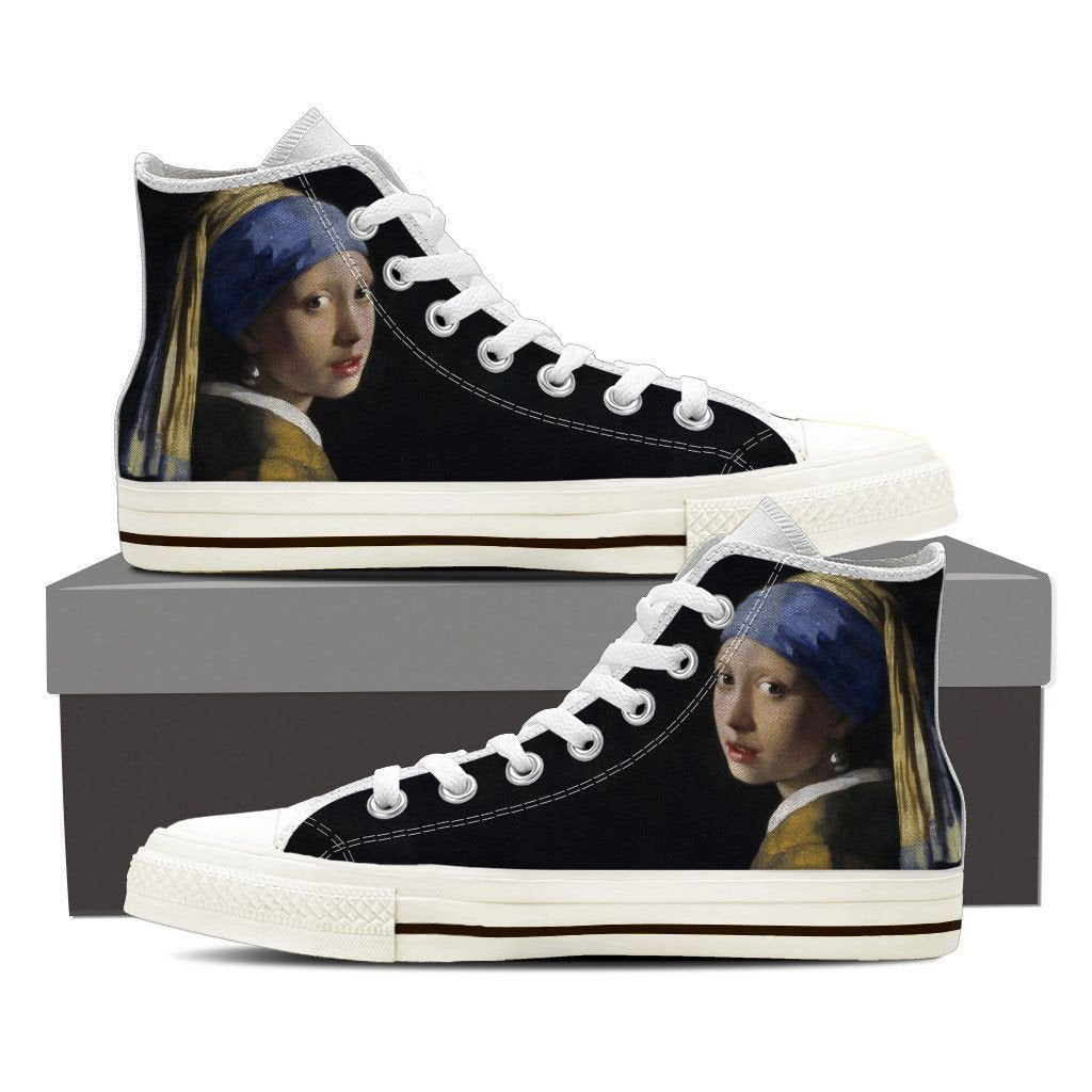 Girl with Pearl Earring High Top Women Shoes-KaboodleWorld