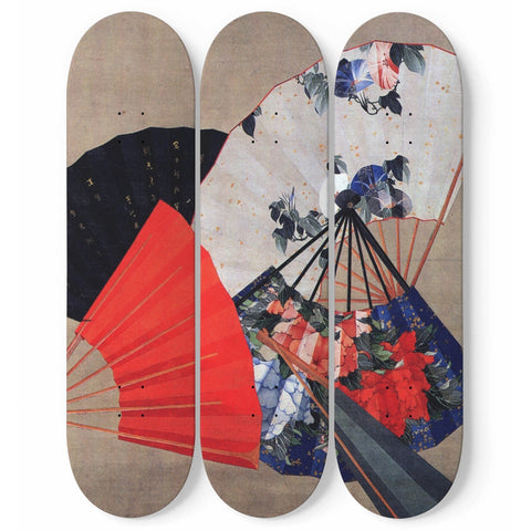 Hokusai 5 Fans Skateboard Wall Art-KaboodleWorld