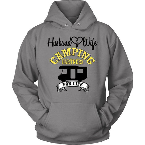 Husband and Wife Camping Partners for Life Unisex Hoodie-KaboodleWorld