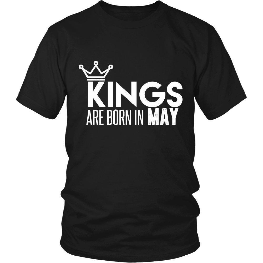 'Kings are born in May' T-Shirt White Letters-KaboodleWorld