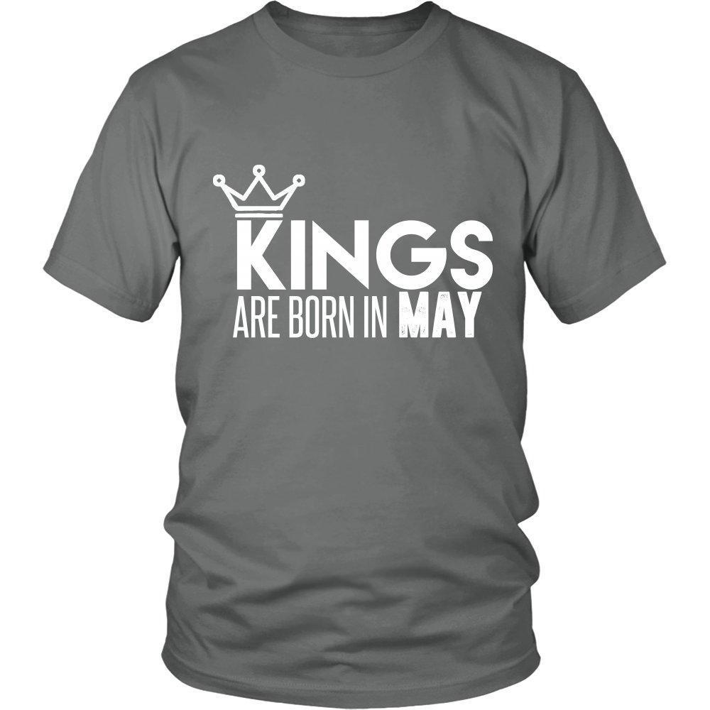 'Kings are born in May' T-Shirt White Letters-KaboodleWorld