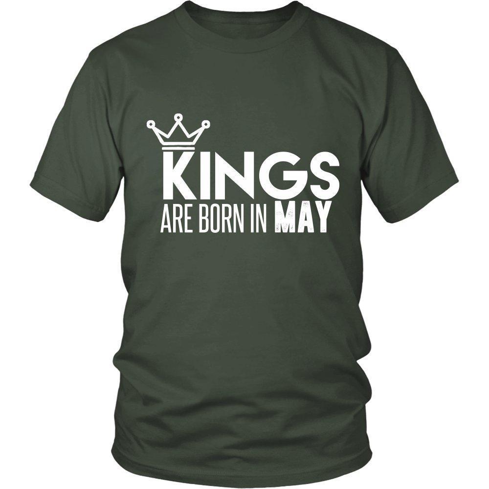 'Kings are born in May' T-Shirt White Letters-KaboodleWorld