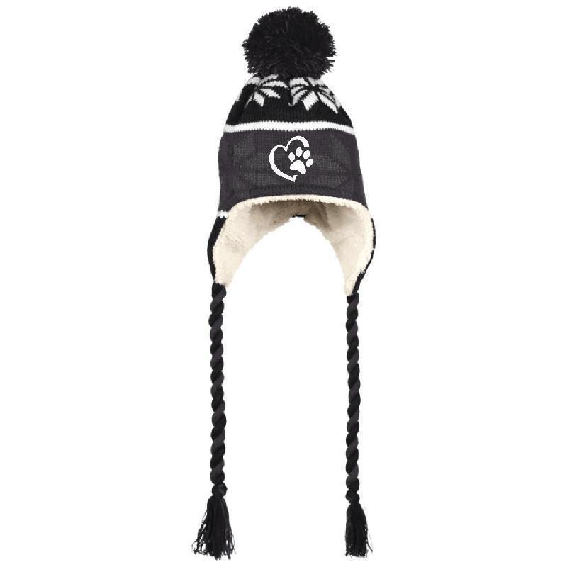 Love Paw Holloway Hat with Ear Flaps and Braids-KaboodleWorld