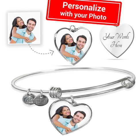 Make it very Personal - Your Favorite Picture on the Luxury Heart Bangle-KaboodleWorld