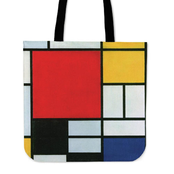 Mondrian Composition Cotton Tote Bag-KaboodleWorld