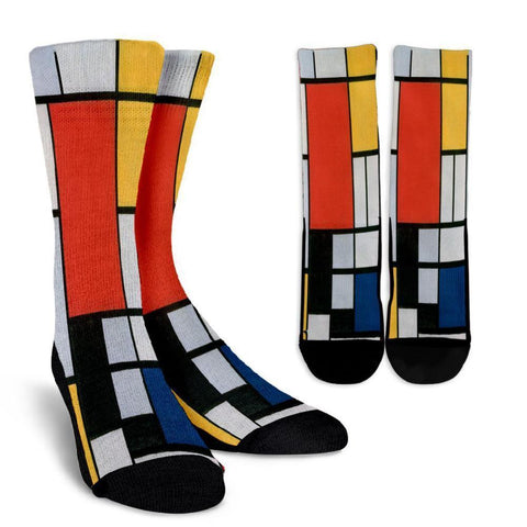 Mondrian Composition Crew Socks-KaboodleWorld