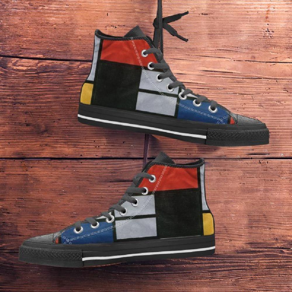 Mondrian Composition High Tops Women's Shoes-KaboodleWorld
