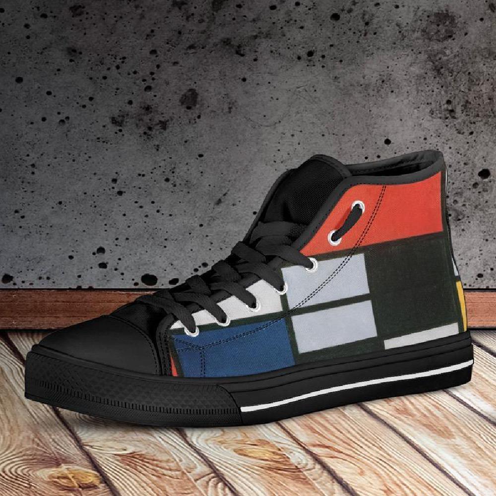 Mondrian Composition High Tops Women's Shoes-KaboodleWorld
