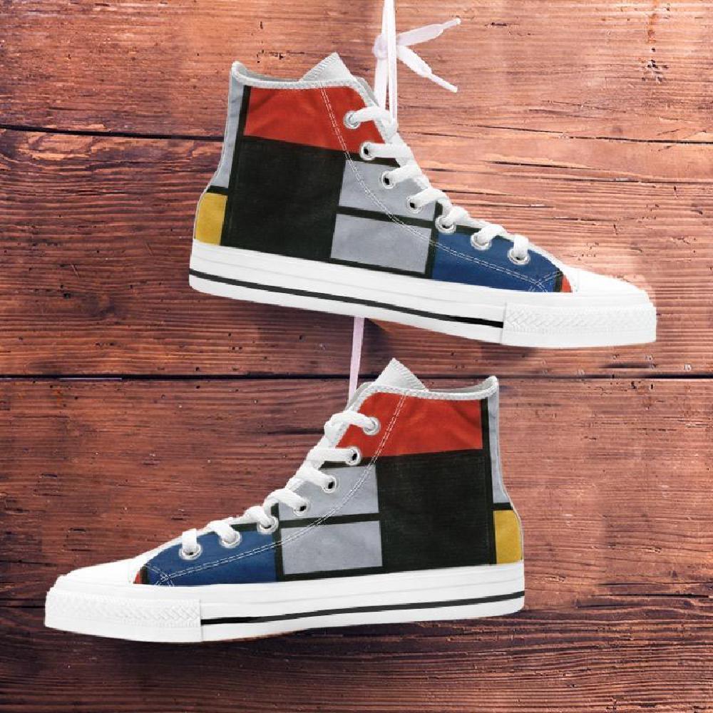 Mondrian Composition High Tops Women's Shoes-KaboodleWorld