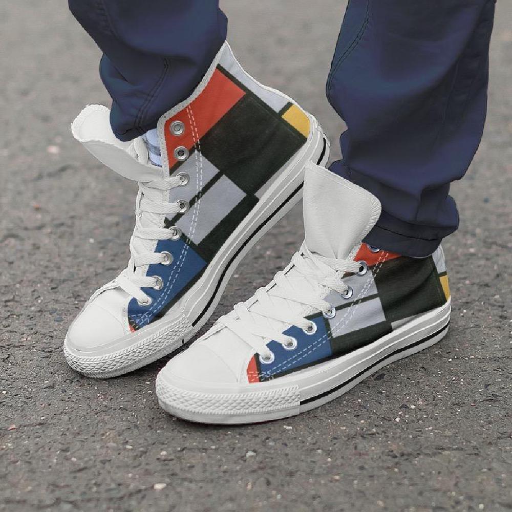 Mondrian Composition High Tops Women's Shoes-KaboodleWorld