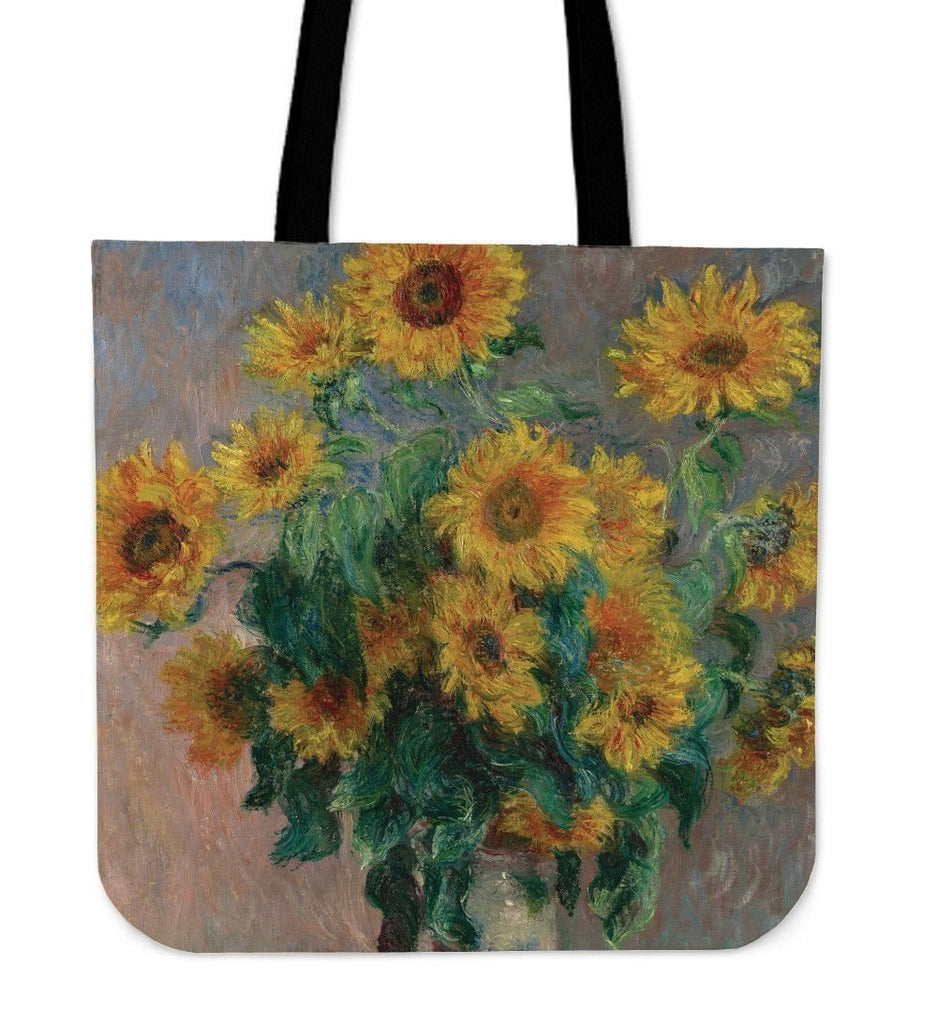 Monet Sun Flowers Cotton Tote Bag-KaboodleWorld