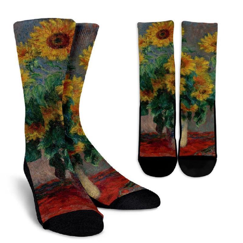 Monet Sunflowers Crew Socks-KaboodleWorld