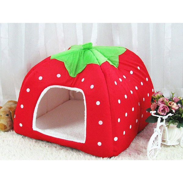 Soft Strawberry Dog Cat Bed House-KaboodleWorld