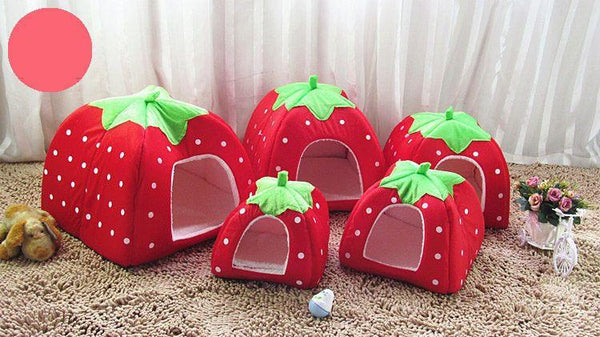 Soft Strawberry Dog Cat Bed House-KaboodleWorld