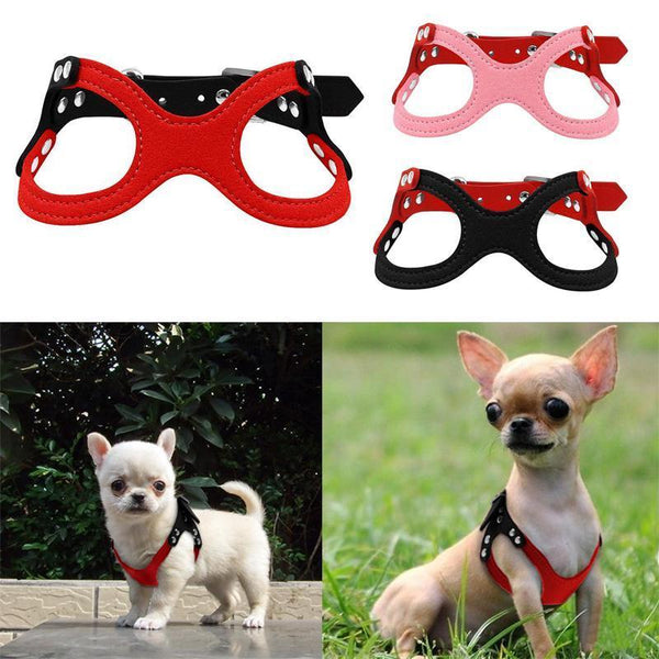 Soft Suede Adjustable Small Dog Harness-KaboodleWorld