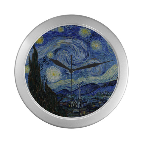 Starry Night Clock Silver Elegant Wall Clock-KaboodleWorld
