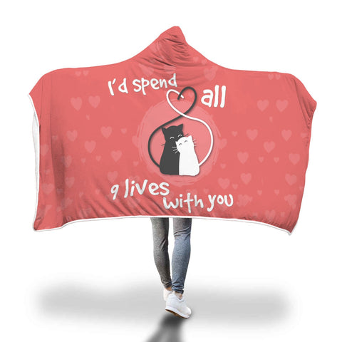 Super Comfy 9 Lives with You Hooded Blanket-KaboodleWorld