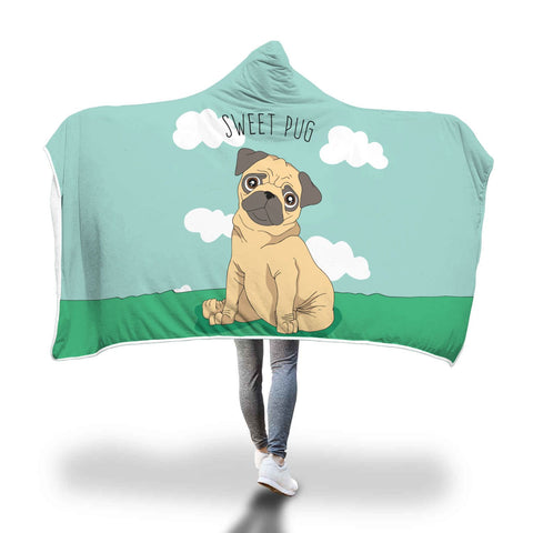 Sweet Pug Comfy Hooded Blanket-KaboodleWorld