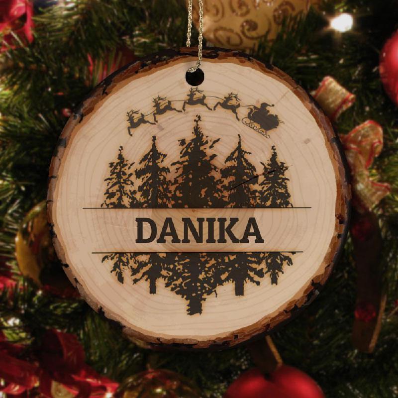 Tree Slice Slee Personalized Ceramic Christmas Ornament-KaboodleWorld