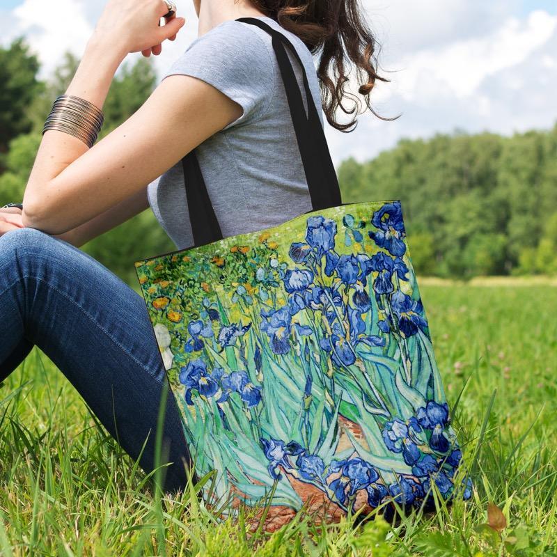 Van Gogh Irises Cotton Tote Bag-KaboodleWorld