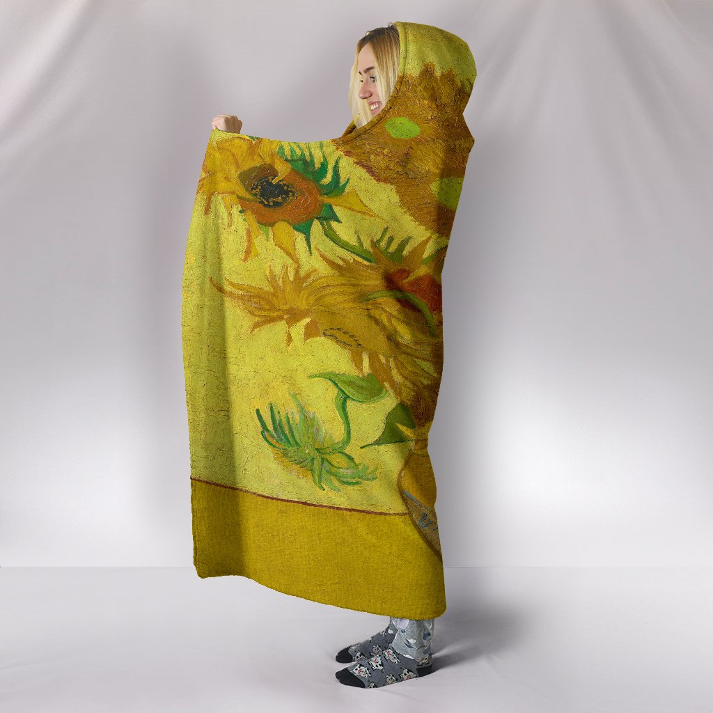 Van Gogh Sunflowers Hooded Blanket-KaboodleWorld