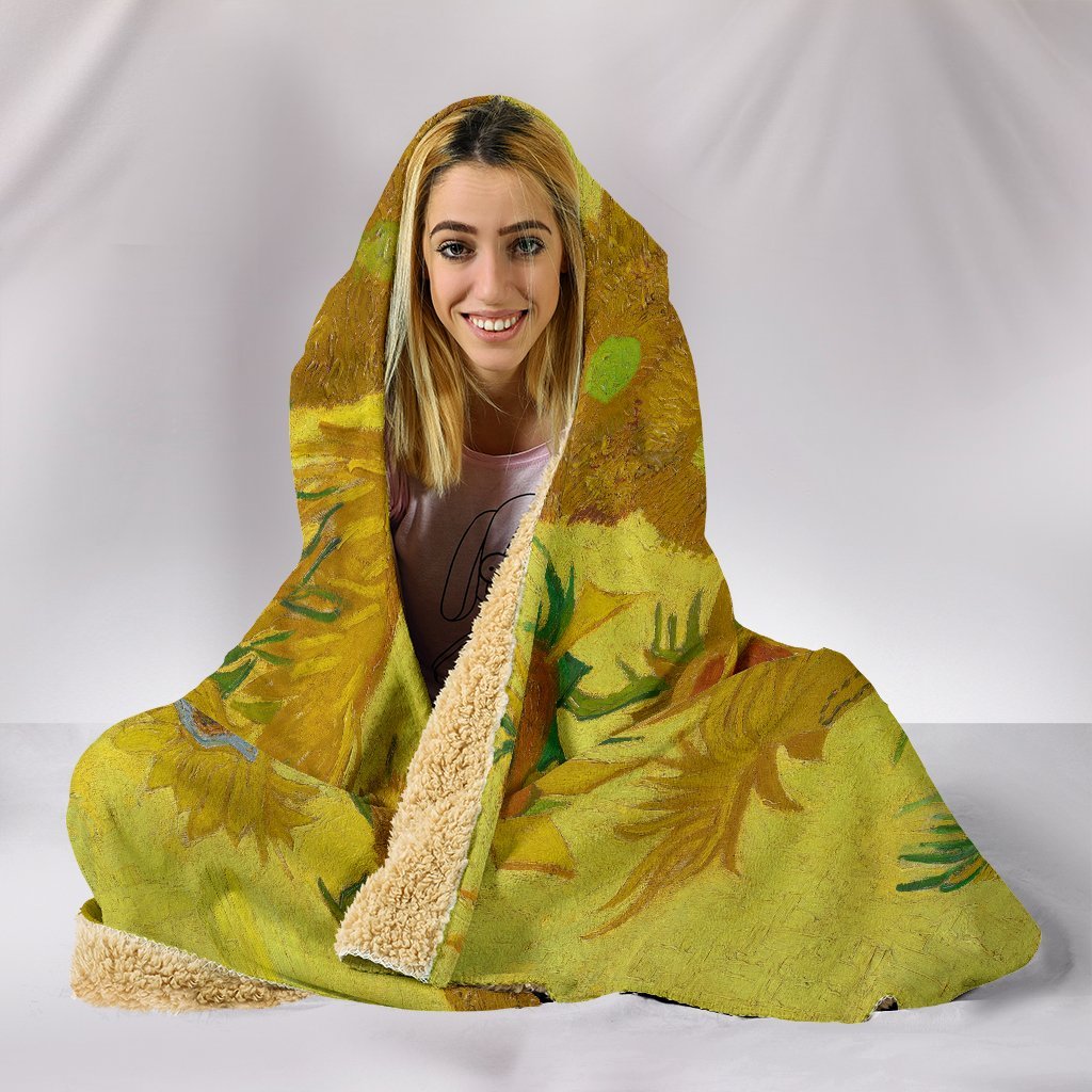 Van Gogh Sunflowers Hooded Blanket-KaboodleWorld