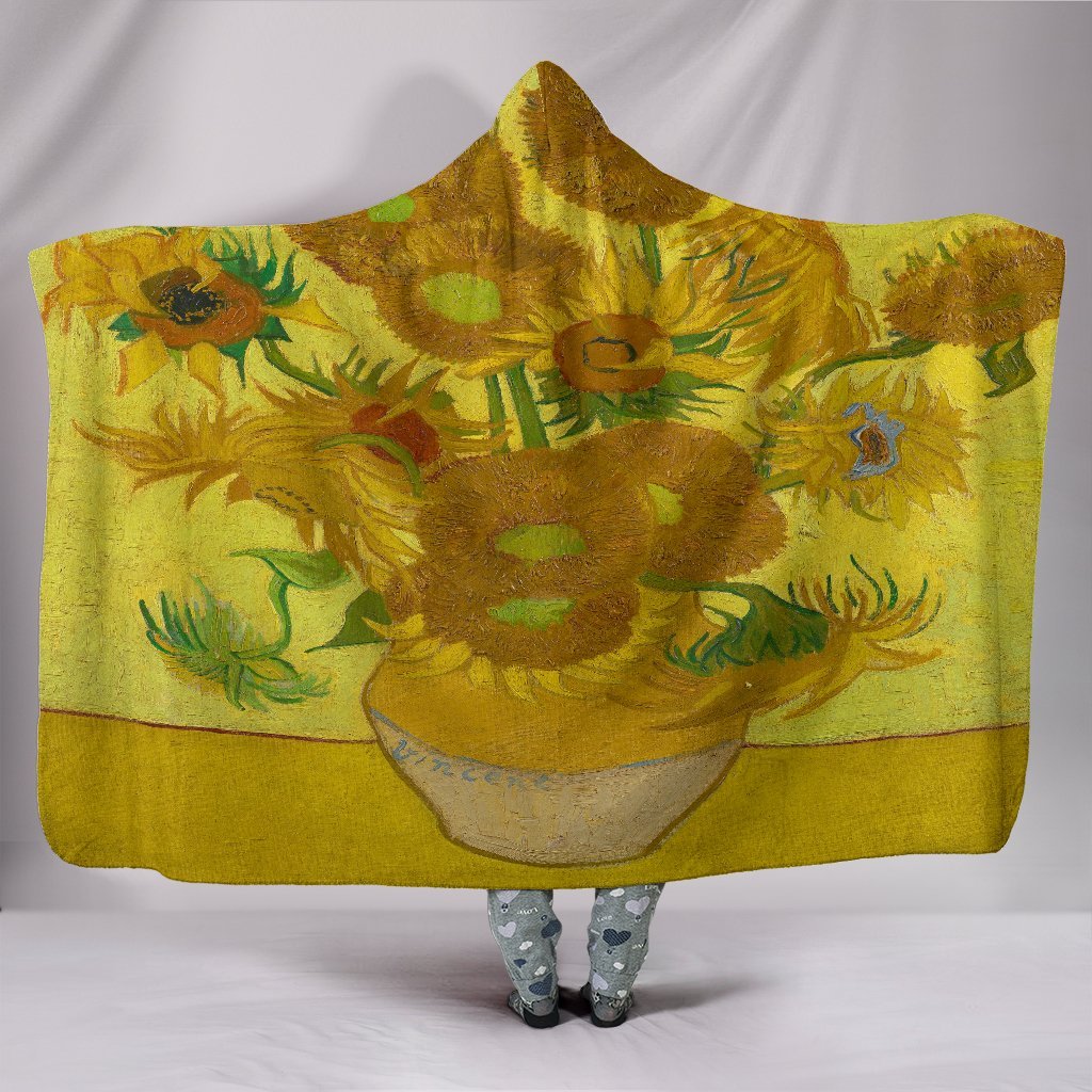 Van Gogh Sunflowers Hooded Blanket-KaboodleWorld