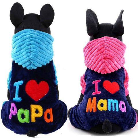 Warm 'I Love Papa And Mama' Dog Winter jacket-KaboodleWorld