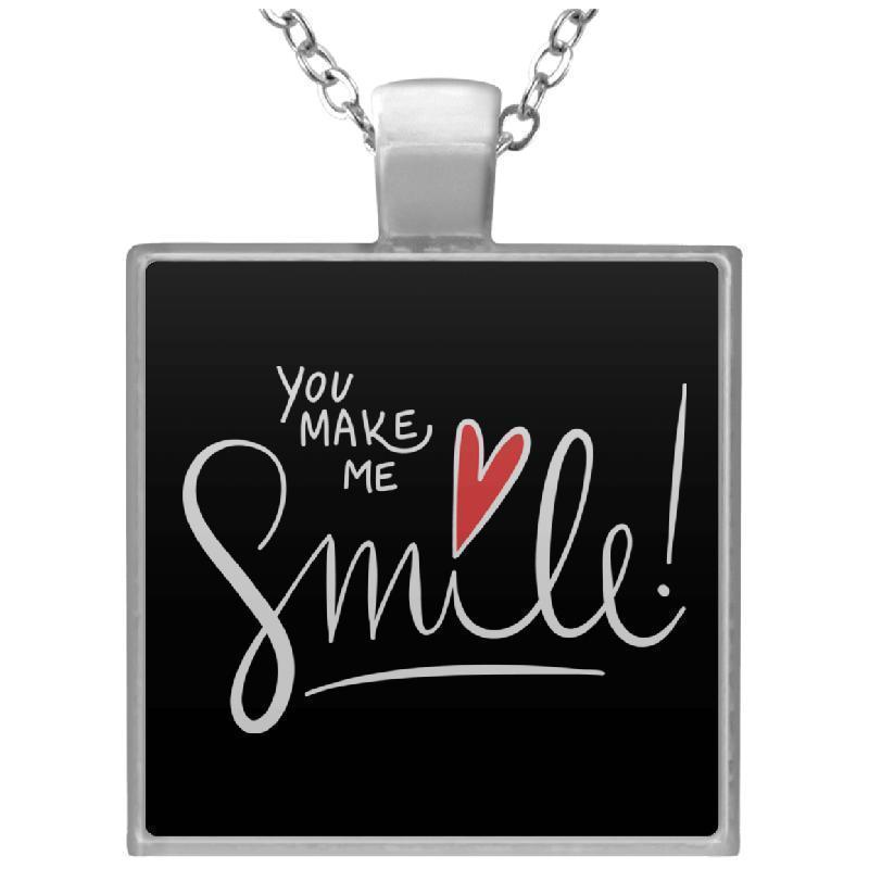 You Make Me Smile Square Necklace-KaboodleWorld