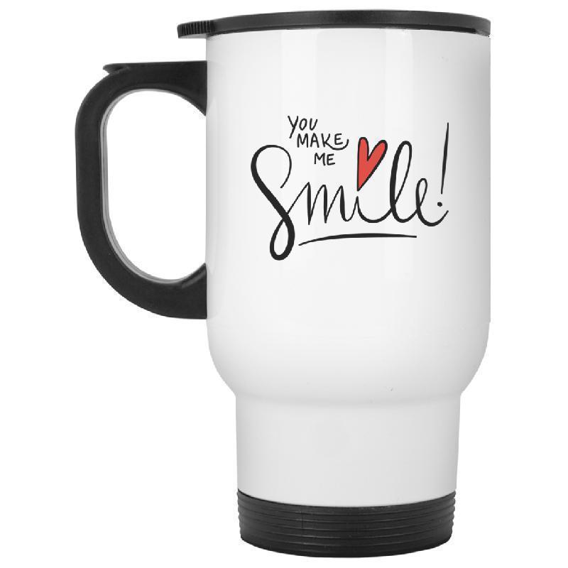 You Make Me Smile White Travel Mug-KaboodleWorld
