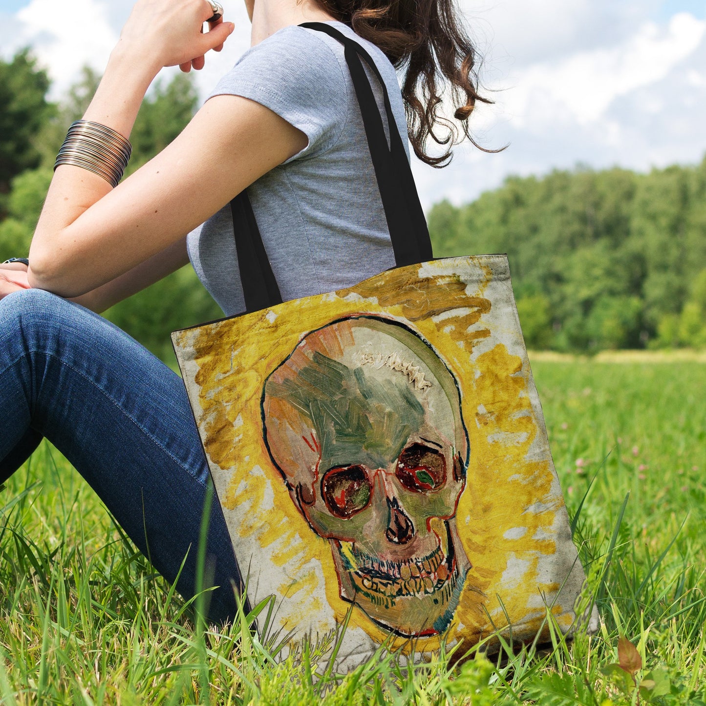 van Gogh Skull Cotton Tote Bag - A-KaboodleWorld