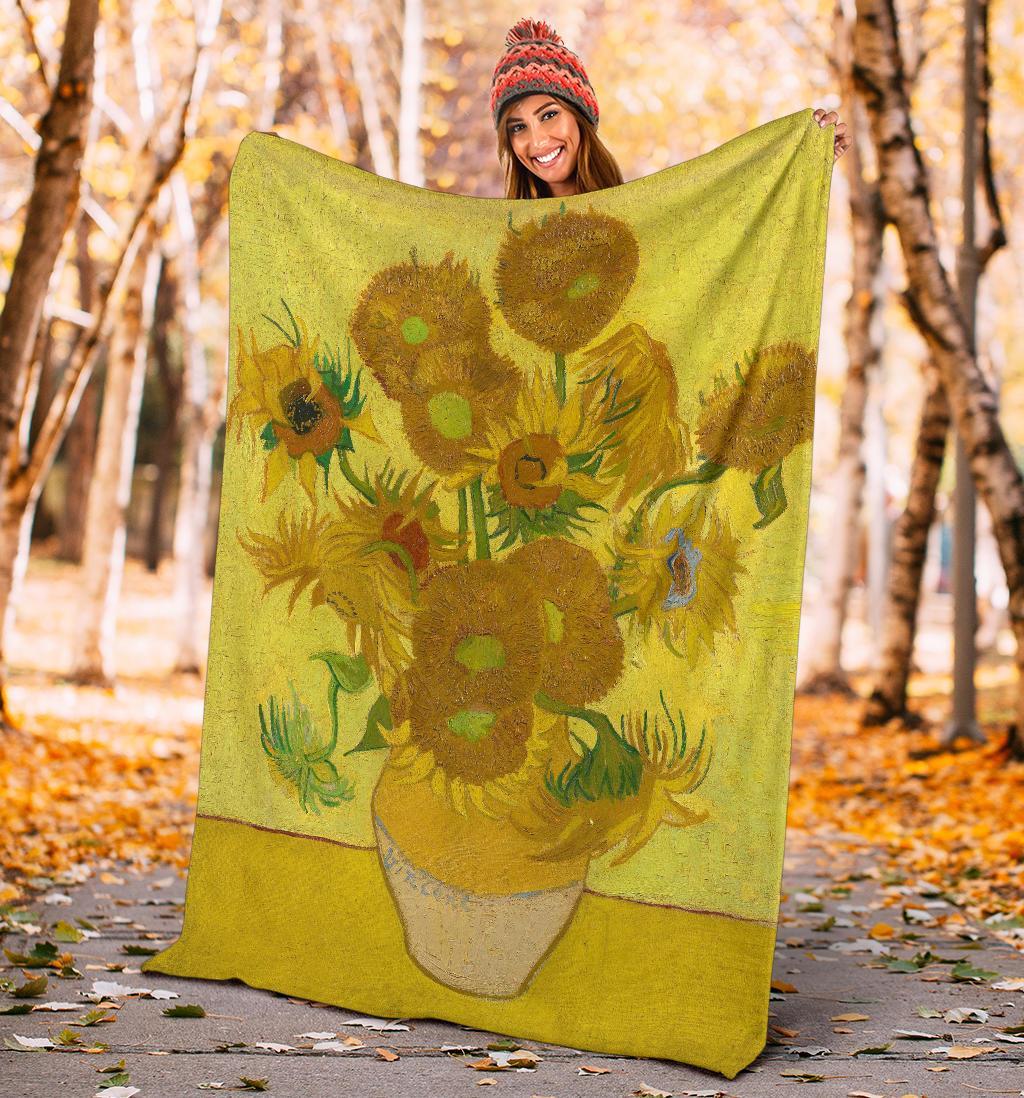van Gogh Sun Flowers - Ultra Soft Blanket-KaboodleWorld