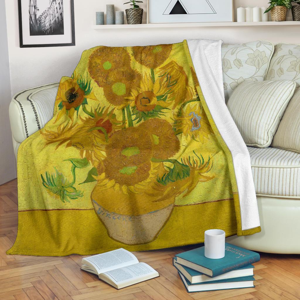 van Gogh Sun Flowers - Ultra Soft Blanket-KaboodleWorld