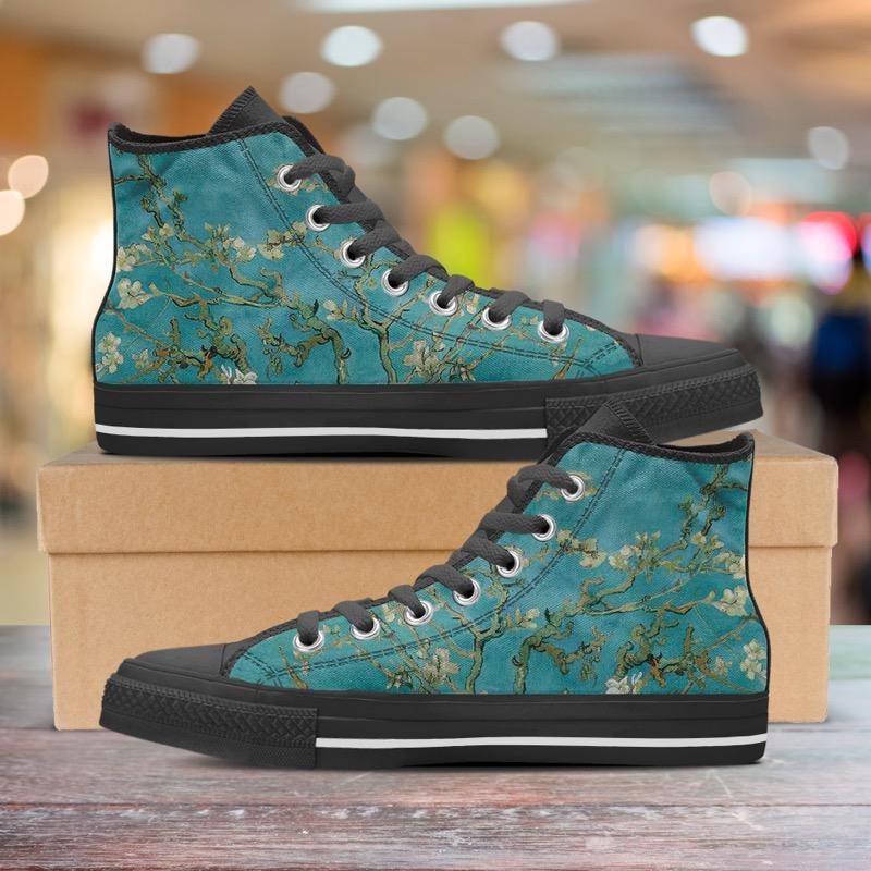 van Gogh's Almond Blossom High Tops Women's Shoes-KaboodleWorld