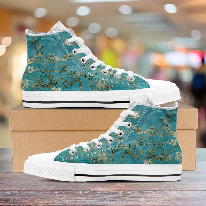 van Gogh's Almond Blossom High Tops Women's Shoes-KaboodleWorld