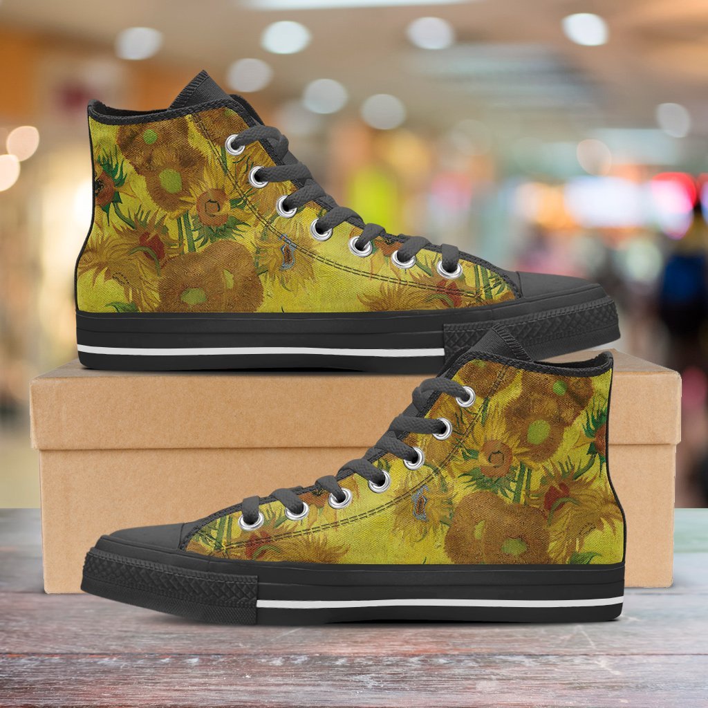 van Gogh's Sunflowers High Tops Women's Shoes-KaboodleWorld