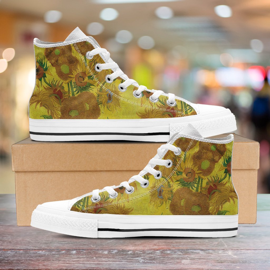 van Gogh's Sunflowers High Tops Women's Shoes-KaboodleWorld